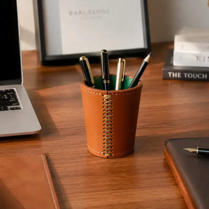 E1063 Leather pen holder desktop pen holder