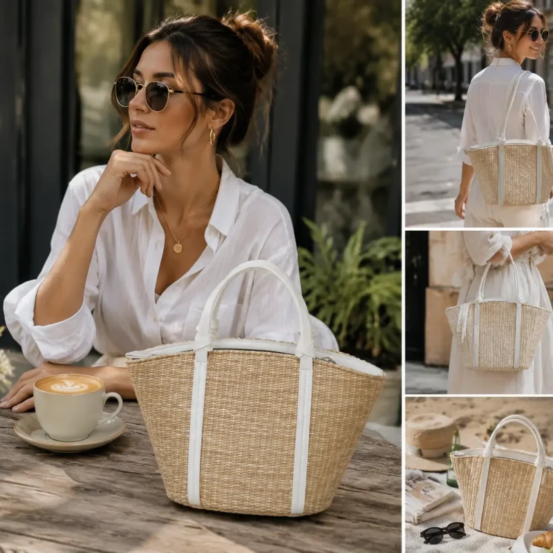 E1078 Trendy straw satchel tote bag for beach-3