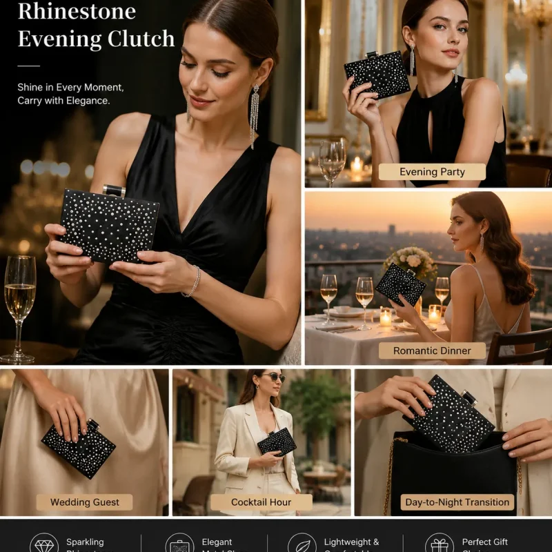 E1082 Rinestone hinge clutch evening bag