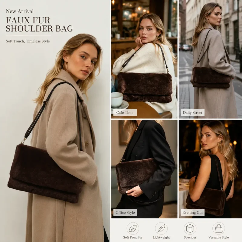 E1087 FUR SHOULDER CROSS BODY BAG