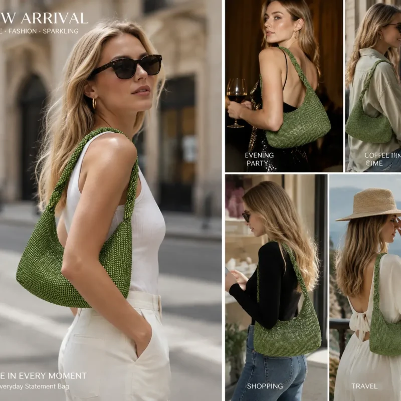 E1090 Rhine stone shoulder bag