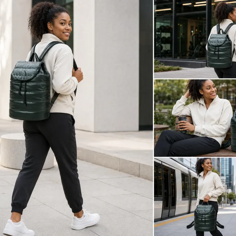 E1106 Quilted puffer backpack for woman