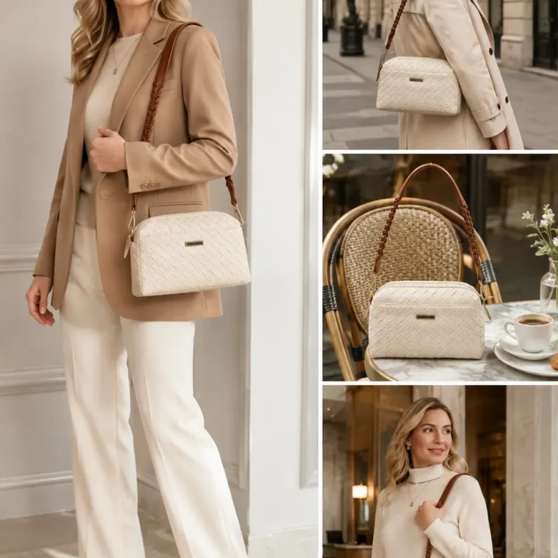 Y80028 Crossbody Camera Bag with weaving Strap