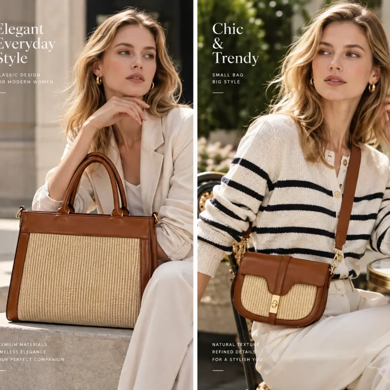 E1110 Elegant color block satchel tote bag trendy top crossbody shoudler bag