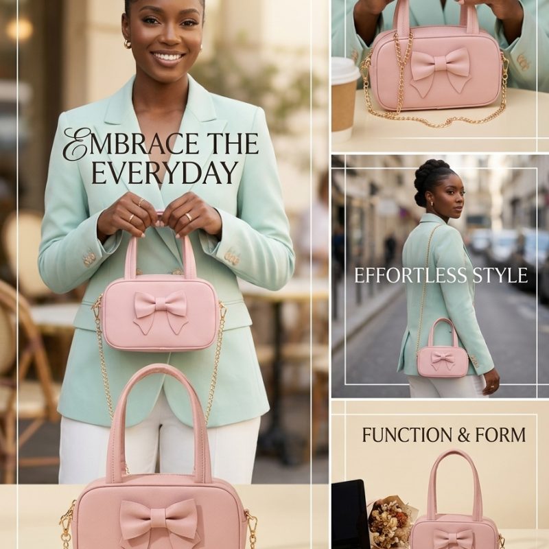 E1115 Bow Shoulder Bag for Women Cute Hobo Purses and Handbags